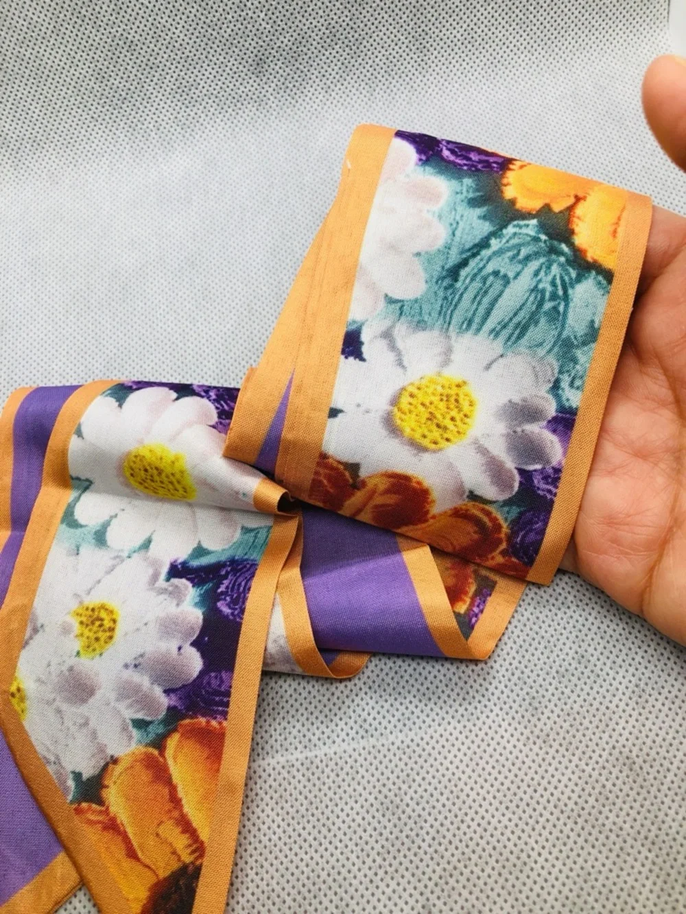 Floral Sunflower Purple Skinny Scarf Wrap
